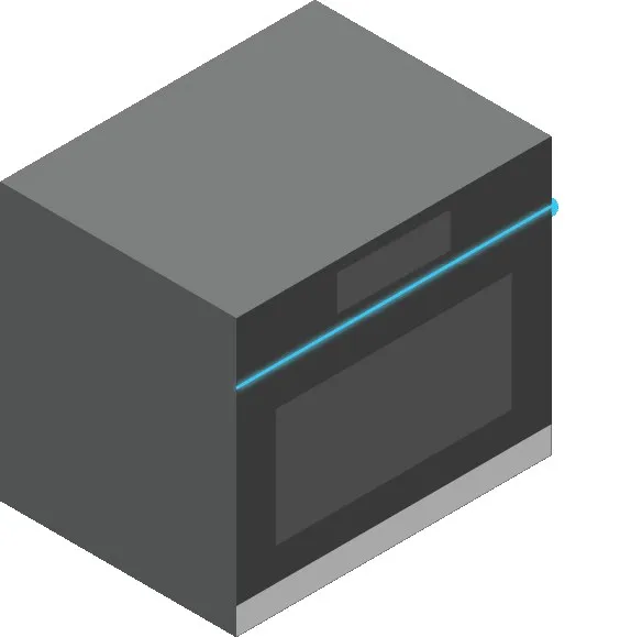 LUNA built-in oven concept in grey with a continuous blue light seam.