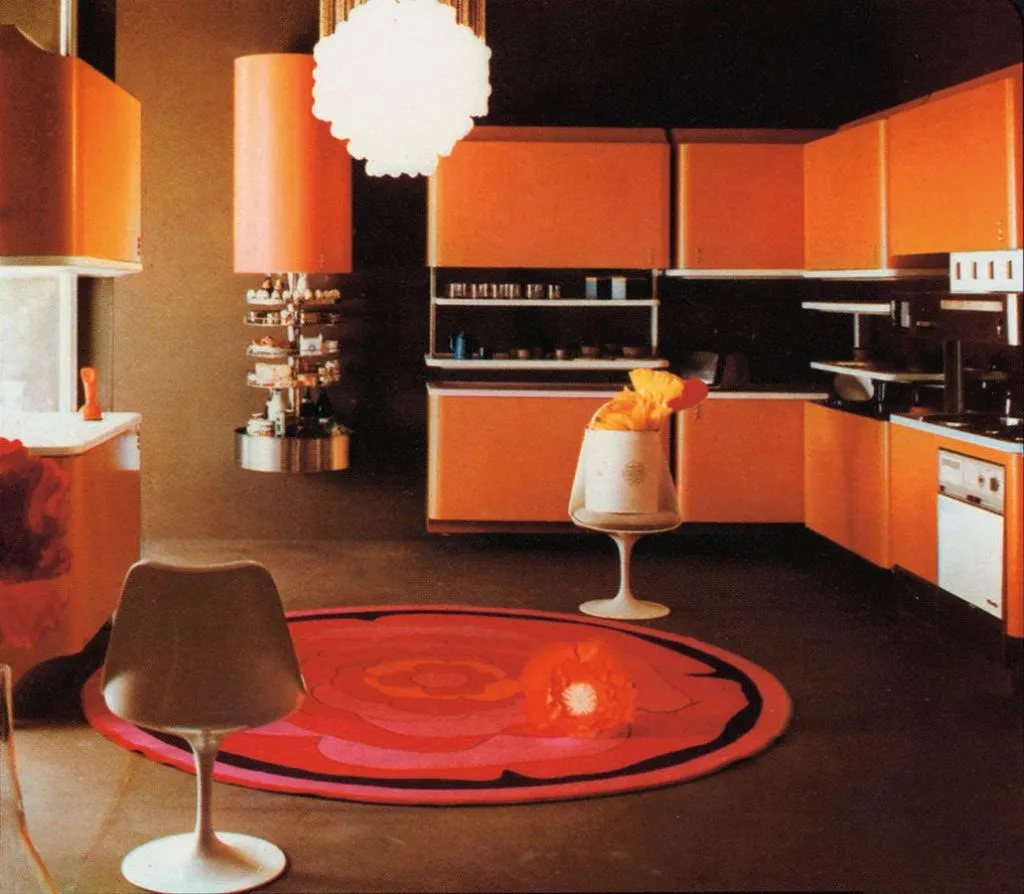 Warm, atmospheric LUNA kitchen scene lit for hosting.