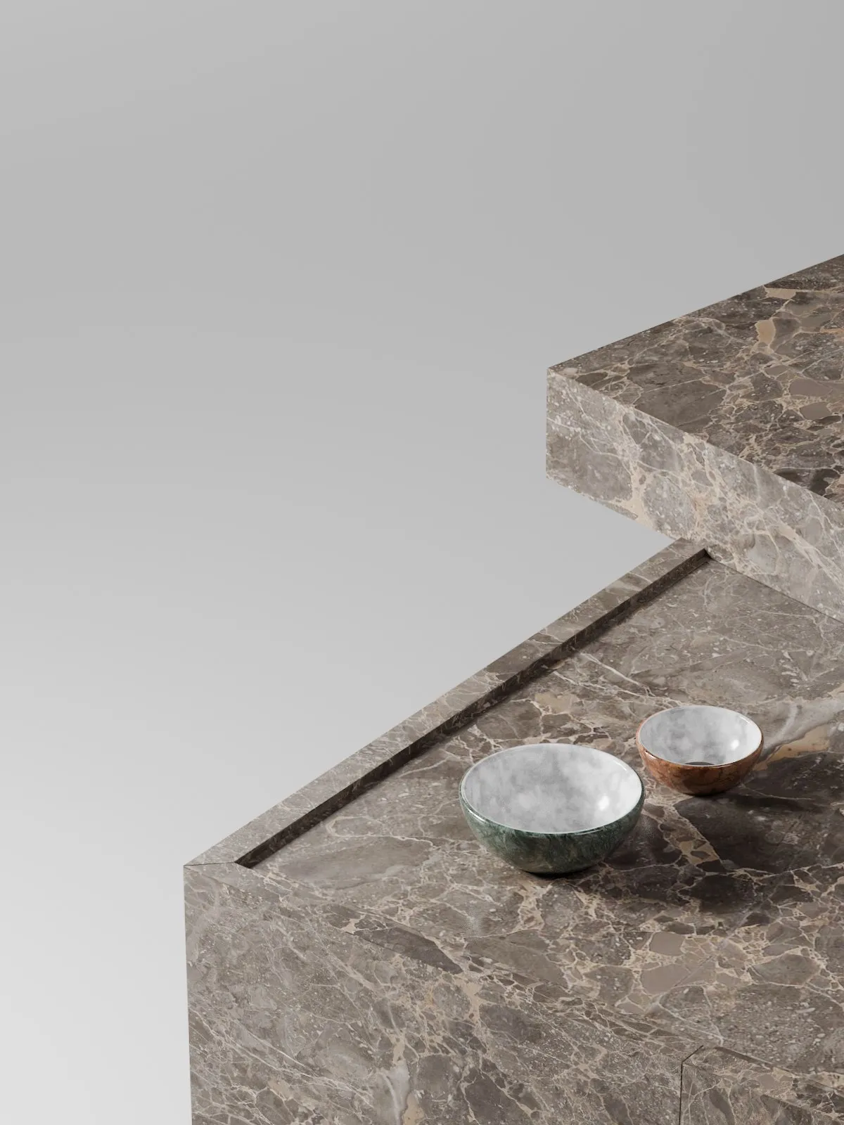 Final beauty render of the KAPAK marble vessel.